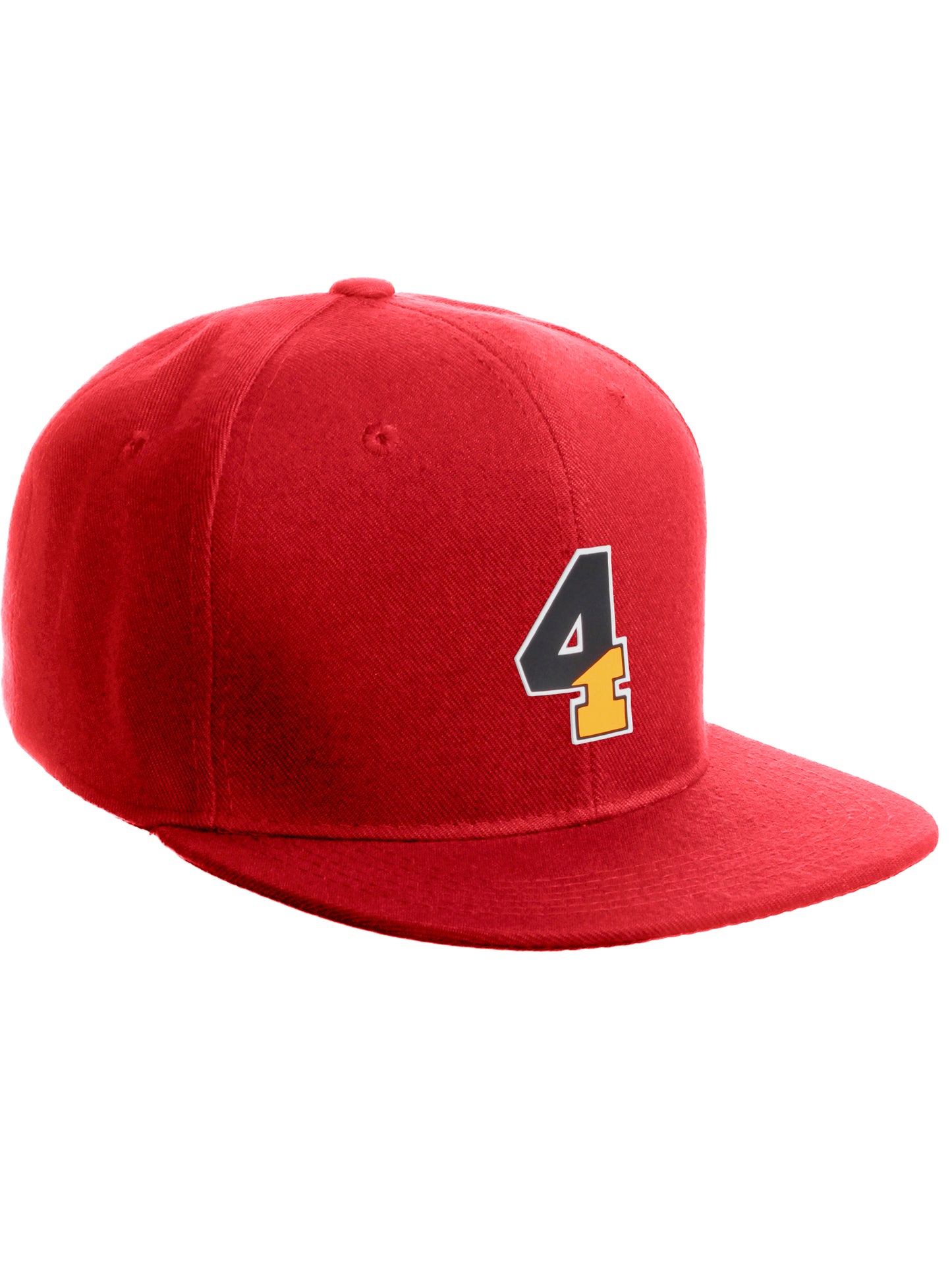 Daxton Classic Snapback Initial Numbers Letters Flat Bill Visor Red Cap