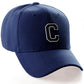 Classic Baseball Hat Custom A to Z Initial Team Letter, Navy Cap White Black
