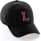 I&W Hatgear Customized Letter Initial Baseball Hat A to Z Team Colors, Black Cap White Red