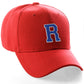 Classic Baseball hat Custom A to Z Initial Team Letter, Red Cap White Blue